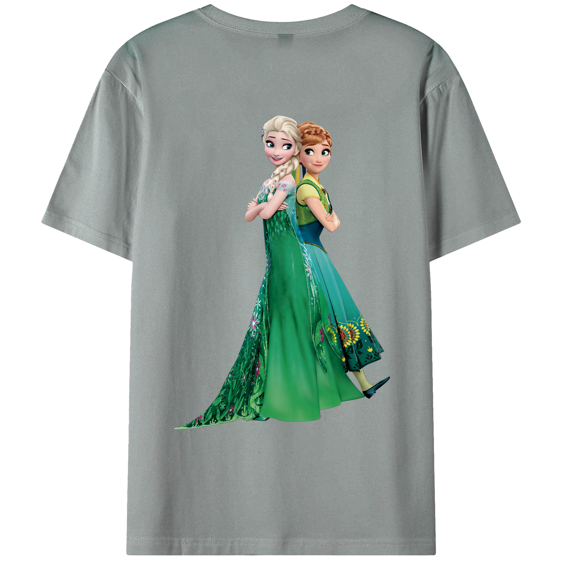 （画像用） アナと雪の女王 アンナ エルサ Frozen Anna Elsa 綿100％ メンズ半袖Tシャツ（バックプリント） 通気性